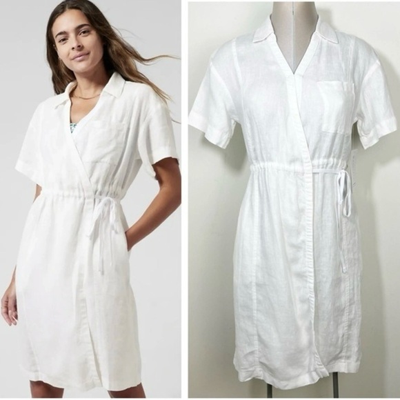 Athleta playa linen wrap dress white size 26 - Picture 3 of 8